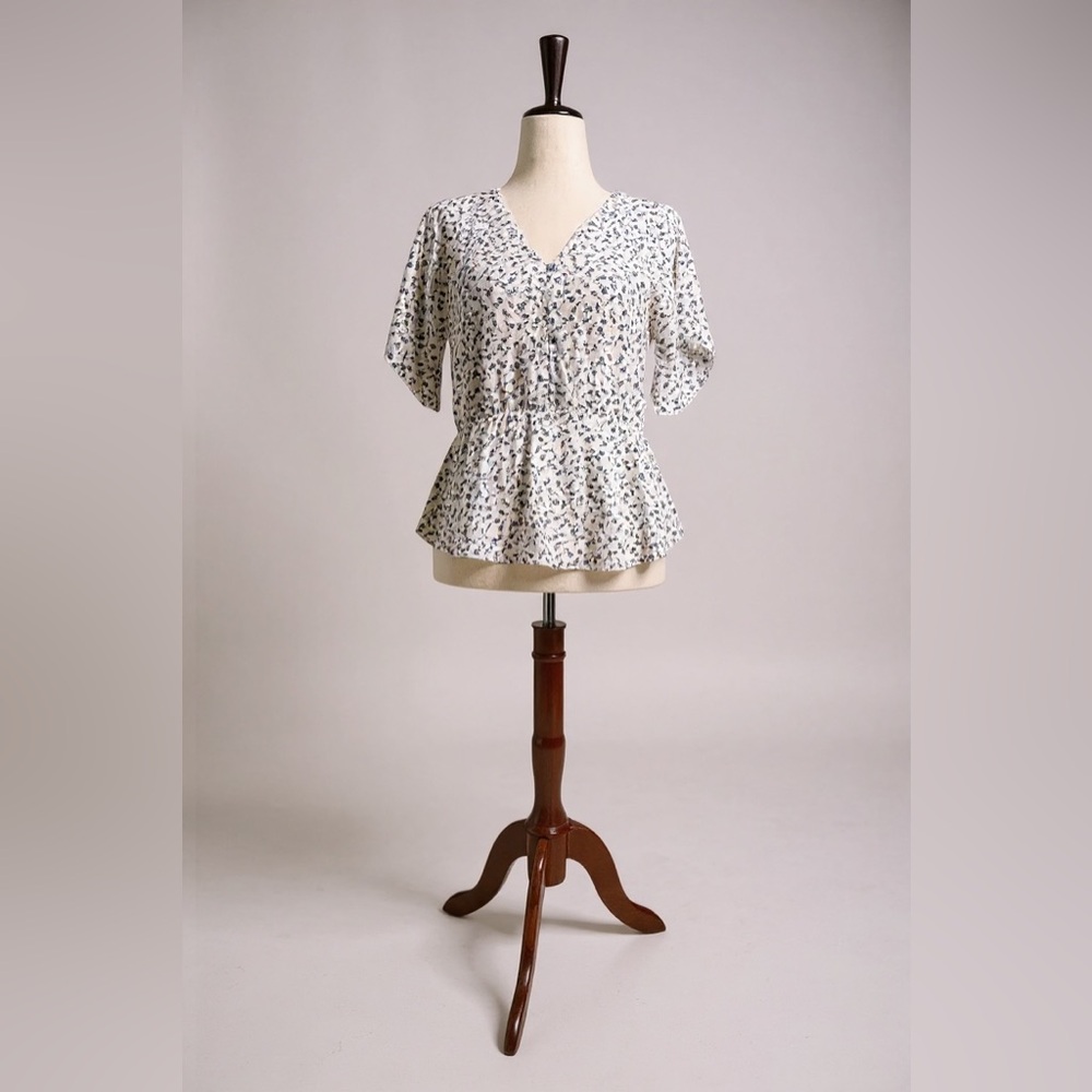 Sienna Sky Blue and White Wrap Blouse - Size S - Picture 3 of 10